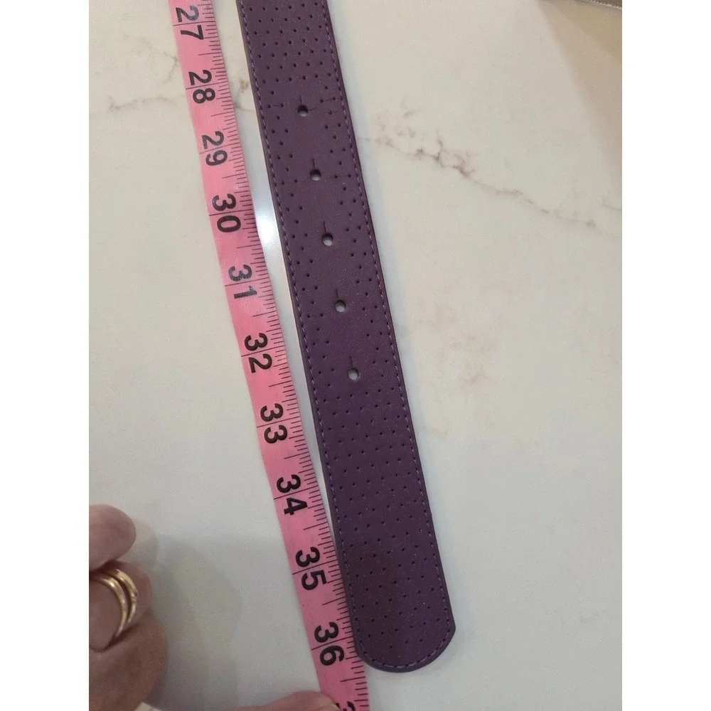 Nike Golf Belt S Purple White Reversible Perforated Leather Silver Swoosh Buckle